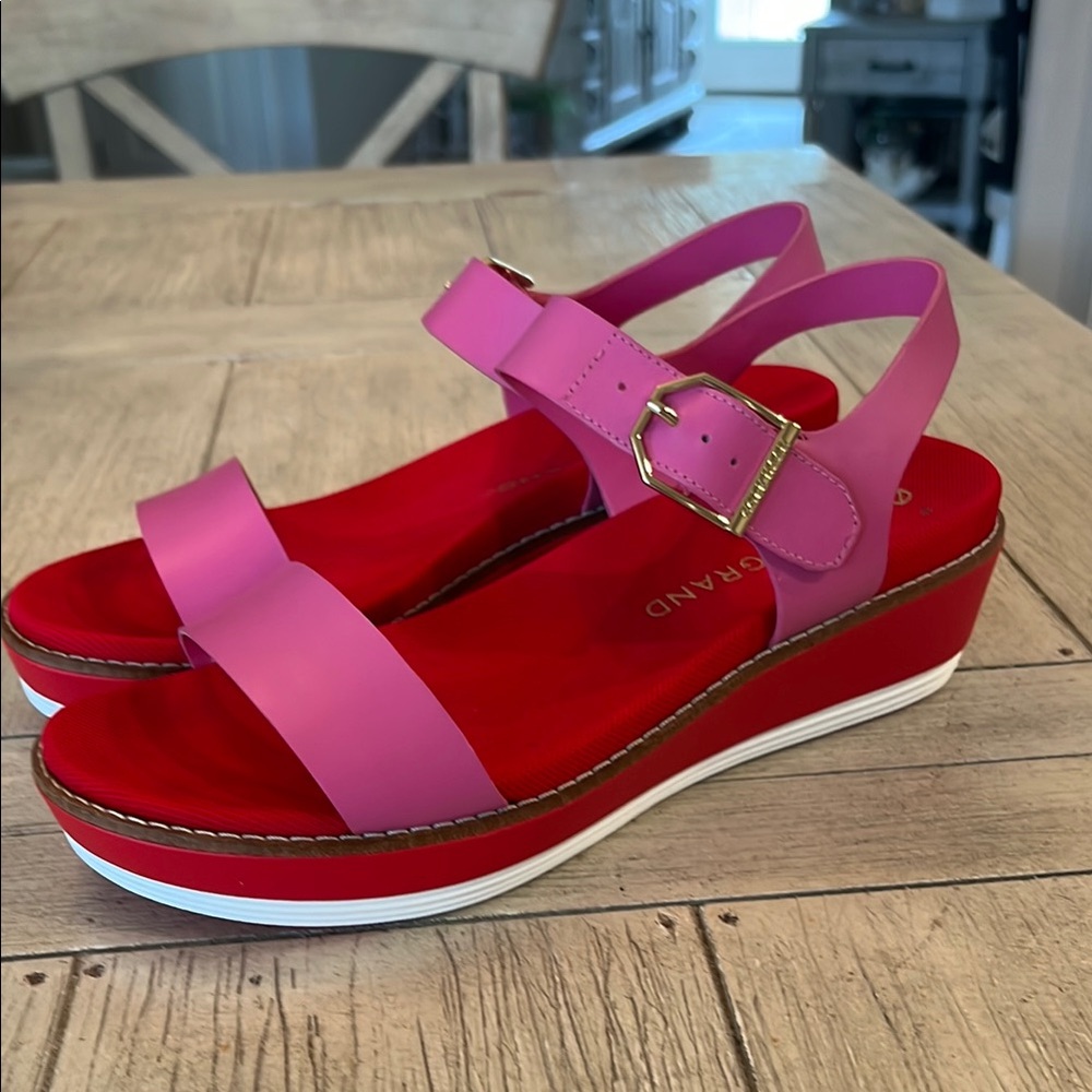 Cole Haan Pink and Red Platform Sandals